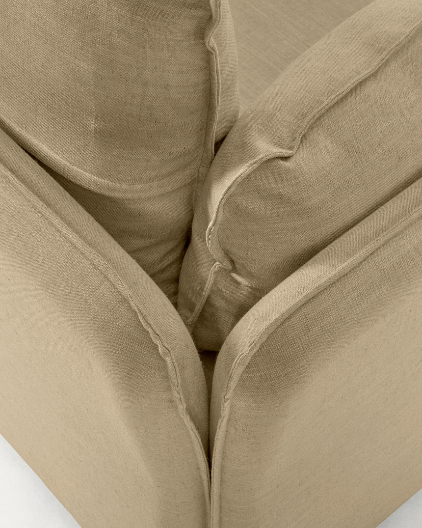Tanit Schlafsofa beige und Beine aus massivem Buchenholz mit natürlichem Finish 210 cm - ZEN ZONE Furniture
