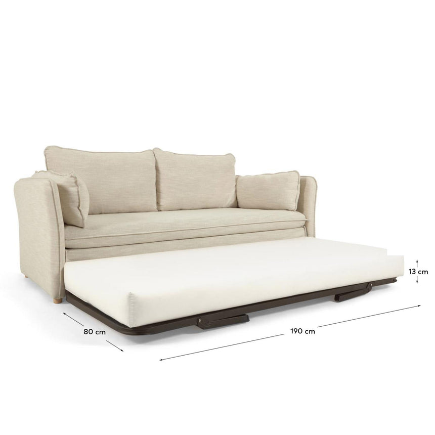 Tanit Schlafsofa weiß und Beine aus massivem Buchenholz mit natürlichem Finish 210 cm - ZEN ZONE Furniture