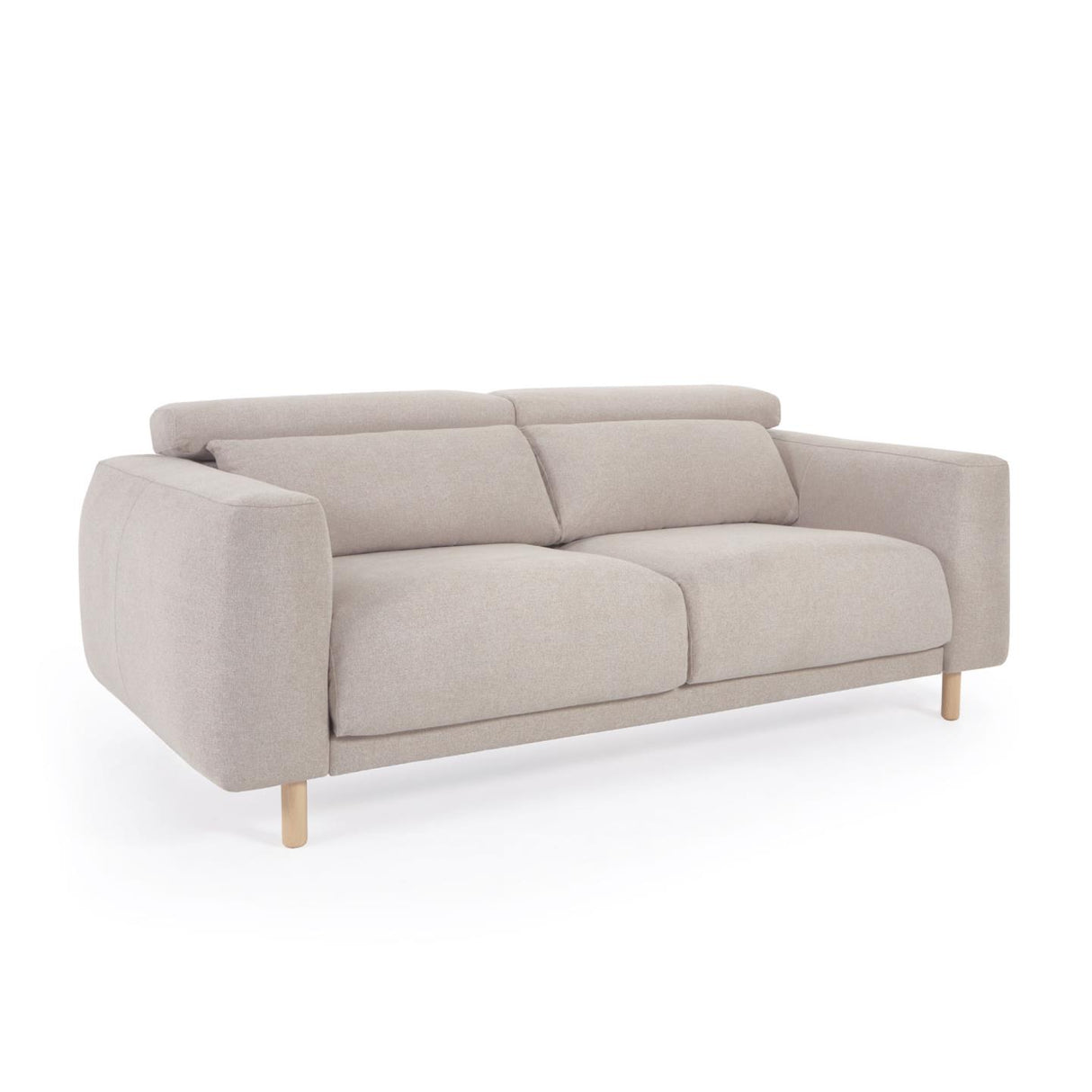 Singa 3-Sitzer Sofa mit verstellbarer Kopfstütze und ausziehbarem Sitz beige 215 cm FSC Mix Credit - ZEN ZONE Furniture