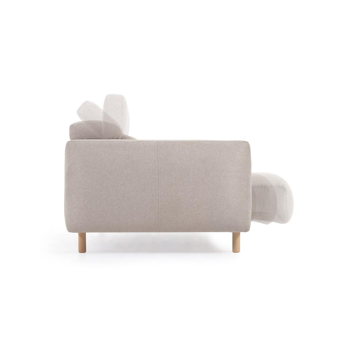 Singa 3-Sitzer Sofa mit verstellbarer Kopfstütze und ausziehbarem Sitz beige 215 cm FSC Mix Credit - ZEN ZONE Furniture