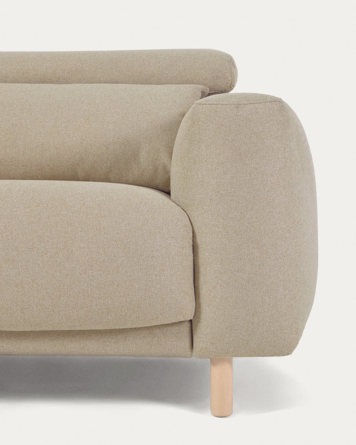 Singa 3-Sitzer Sofa mit verstellbarer Kopfstütze und ausziehbarem Sitz beige 215 cm FSC Mix Credit - ZEN ZONE Furniture
