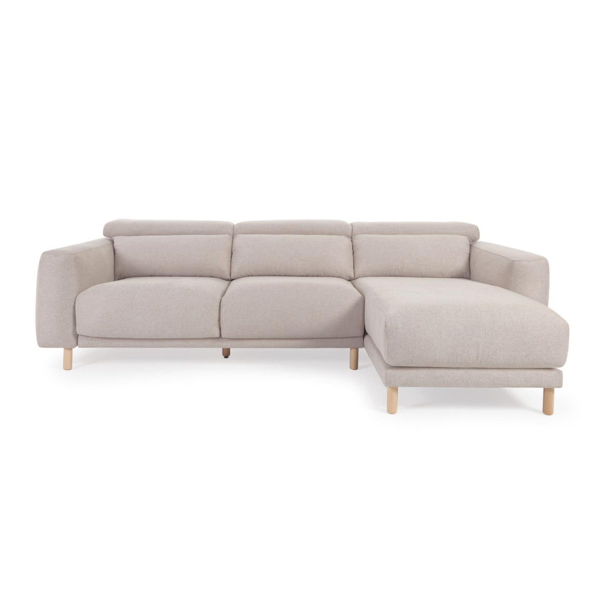 Singa 3-Sitzer Sofa mit Chaiselongue rechts, verstellbarer Kopfstütze und ausziehbarem Sitz beige 296 cm FSC Mix Credit - ZEN ZONE Furniture