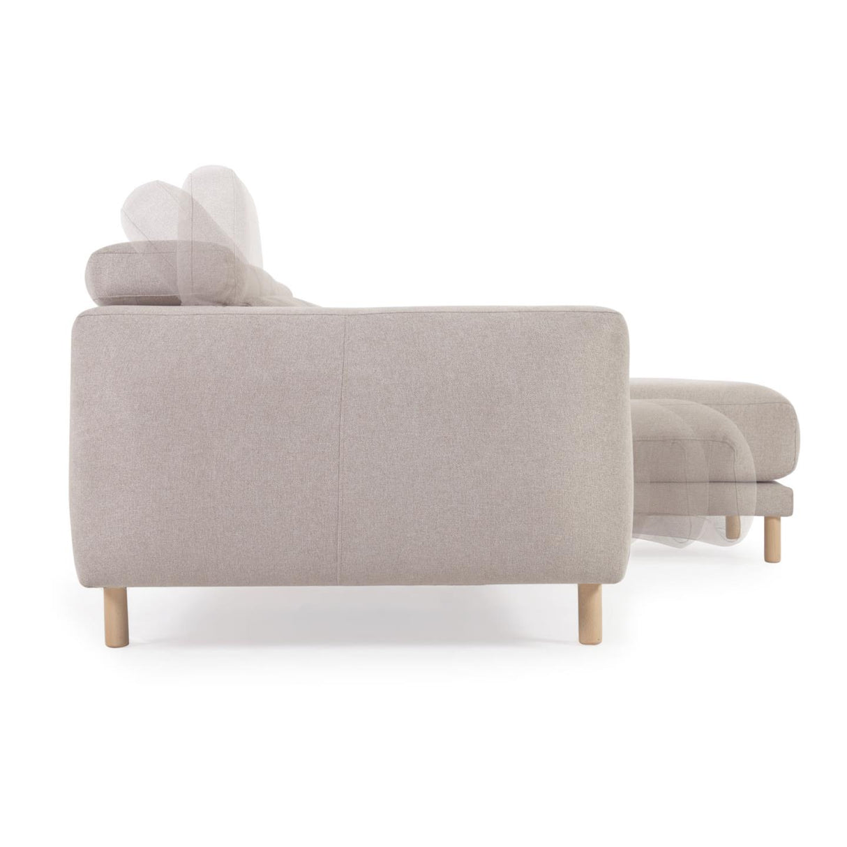 Singa 3-Sitzer Sofa mit Chaiselongue rechts, verstellbarer Kopfstütze und ausziehbarem Sitz beige 296 cm FSC Mix Credit - ZEN ZONE Furniture