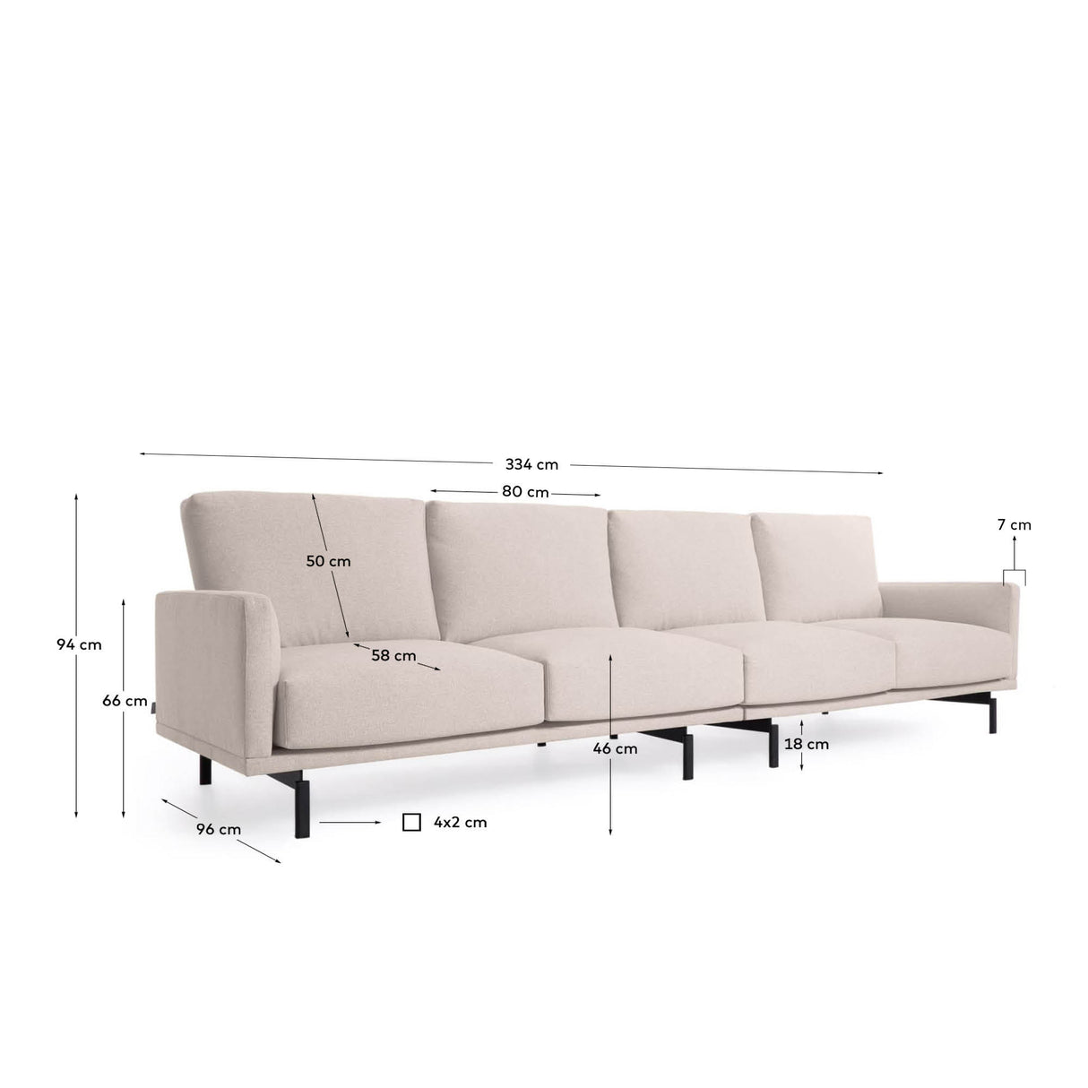 Galene 4-Sitzer Sofa beige 334 cm - ZEN ZONE Furniture