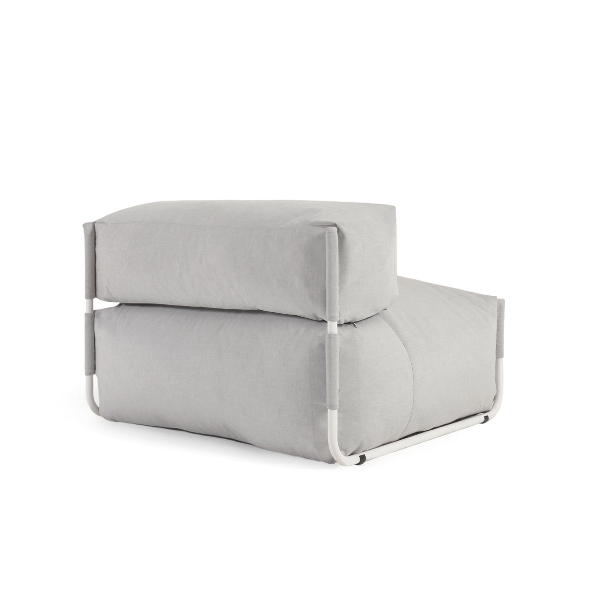 Square Puff Modularsofa Rückenlehne 100% Outdoor hellgrau und Aluminium weiß 101 x 101 cm - ZEN ZONE Furniture