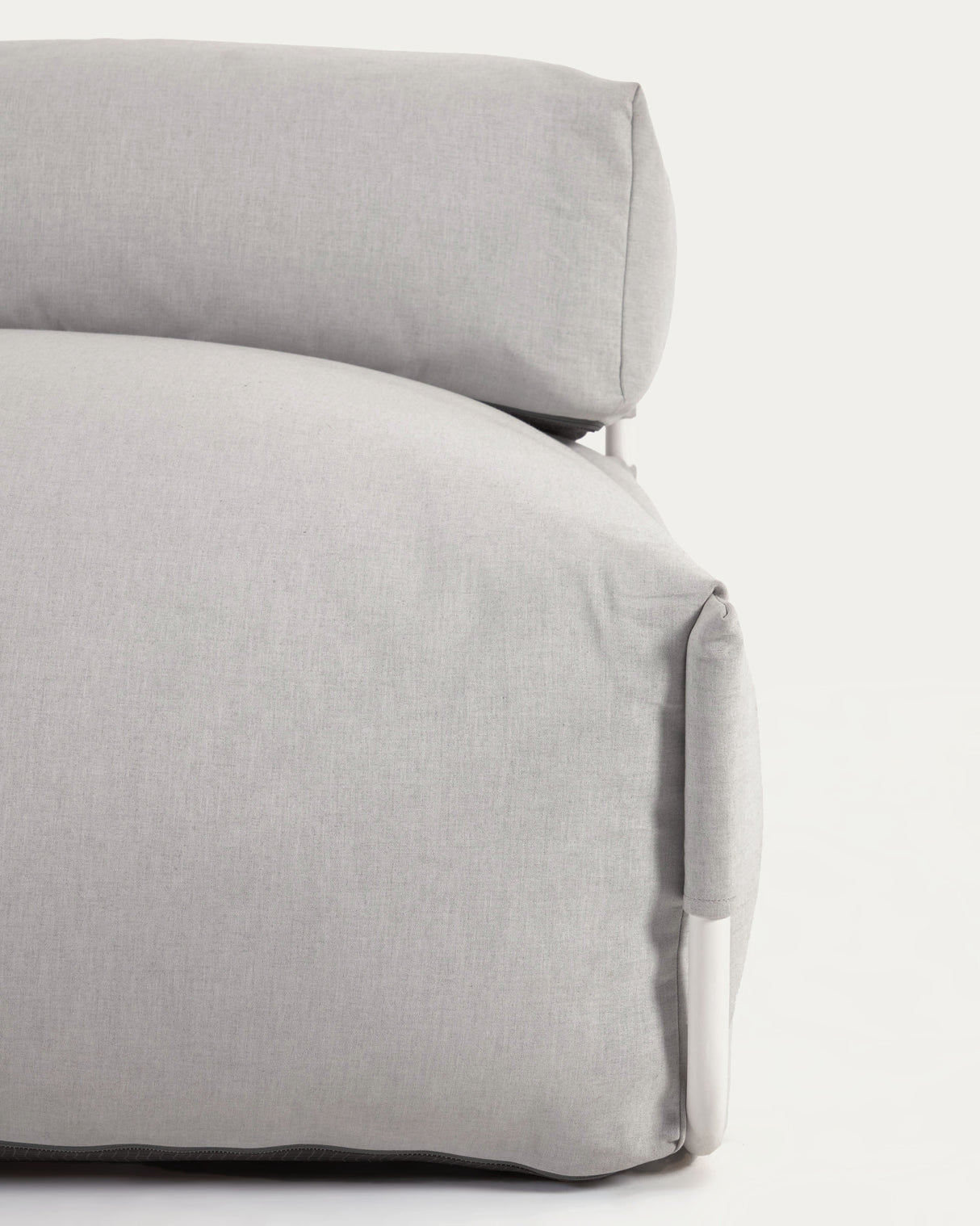 Square Puff Modularsofa Rückenlehne 100% Outdoor hellgrau und Aluminium weiß 101 x 101 cm - ZEN ZONE Furniture