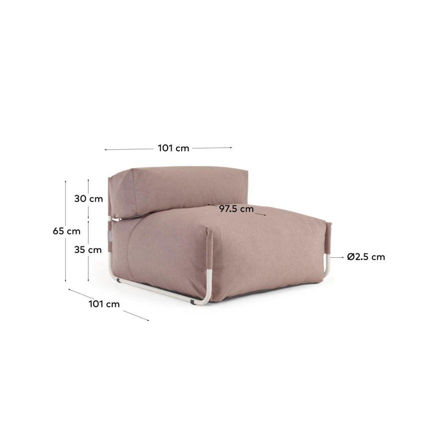 Square Puff Modularsofa mit Rückenlehne 100% Outdoor terrakotta Aluminium weiß 101 x 101cm - ZEN ZONE Furniture