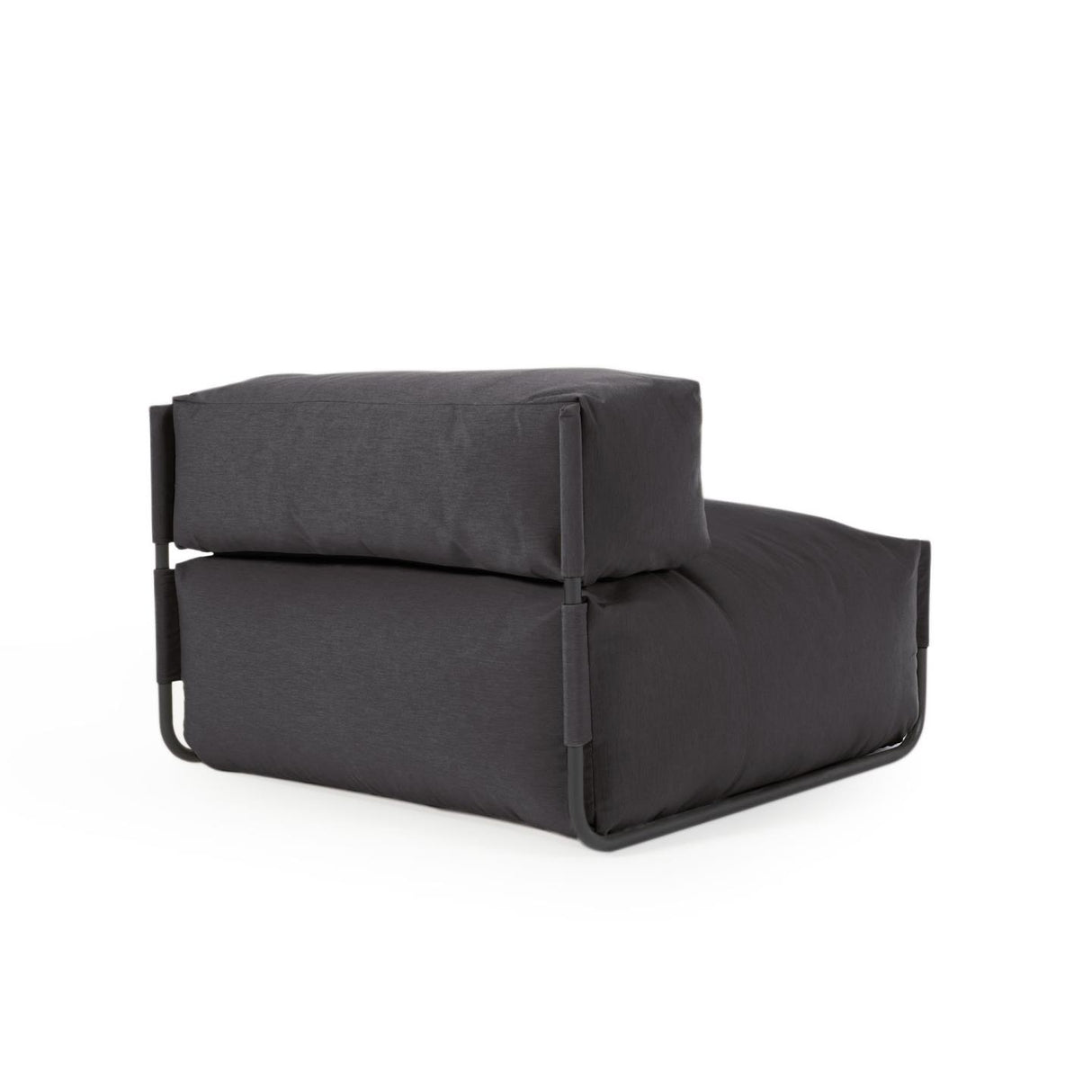 Square Puff Modularsofa 100% outdoor m. Rückenlehne dunkelgrau Alu schwarz 101 x 101 cm - ZEN ZONE Furniture