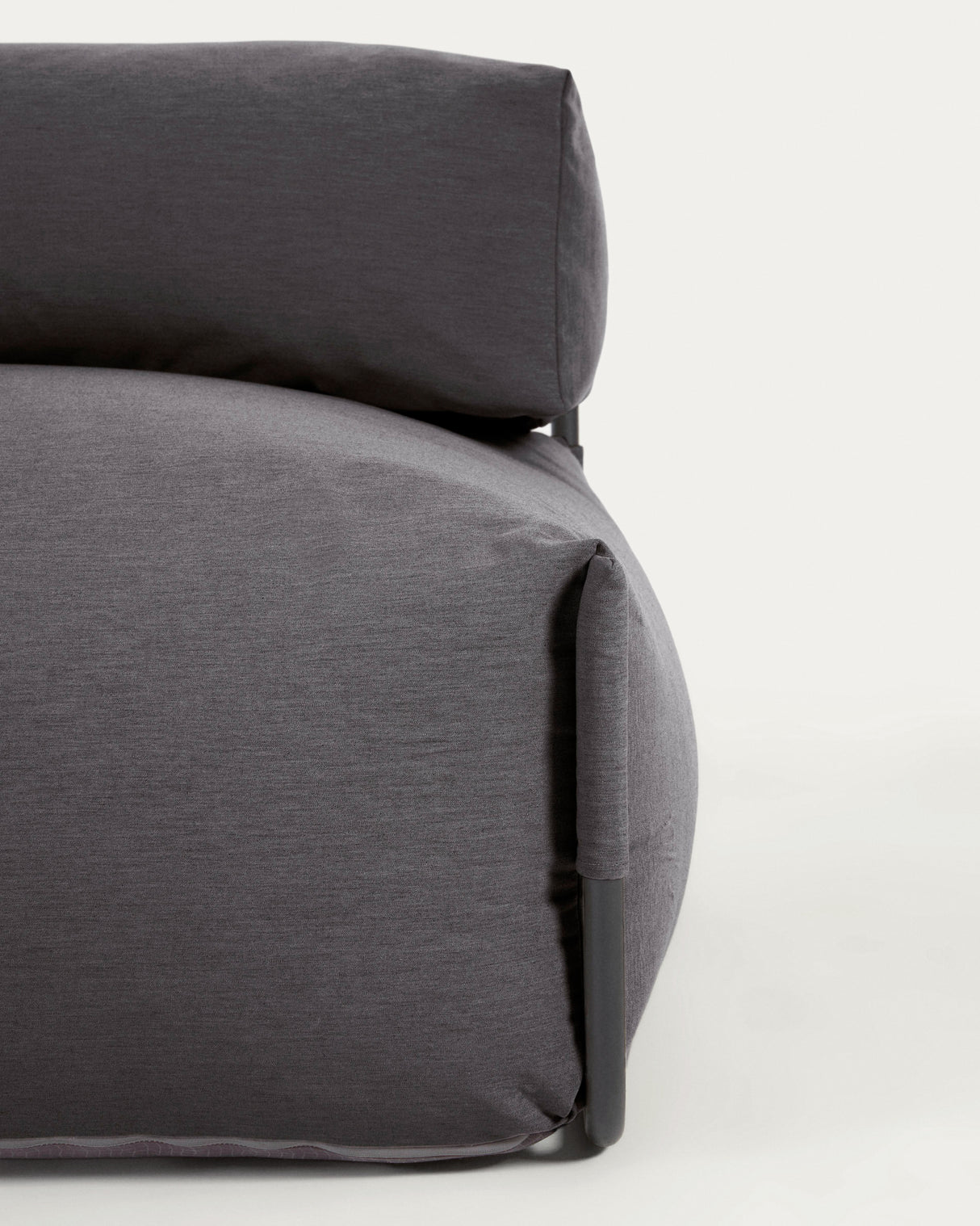 Square Puff Modularsofa 100% outdoor m. Rückenlehne dunkelgrau Alu schwarz 101 x 101 cm - ZEN ZONE Furniture