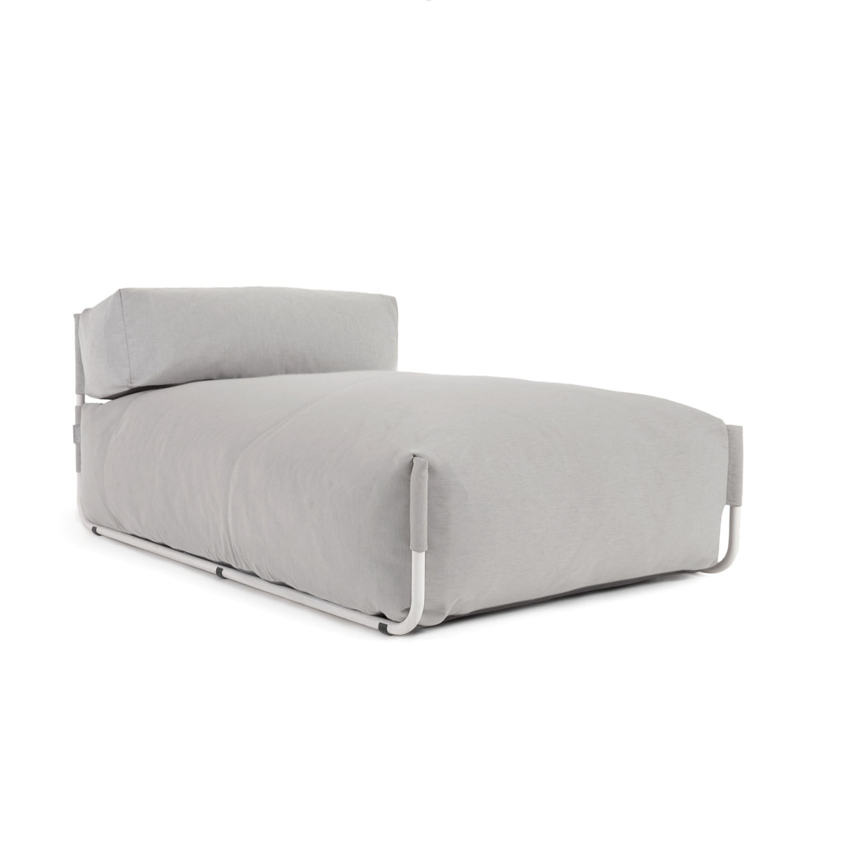 Square Puff Modularsofa longue mit Rückenlehne Outdoor hellgrau Aluminium weiß 165x101cm - ZEN ZONE Furniture