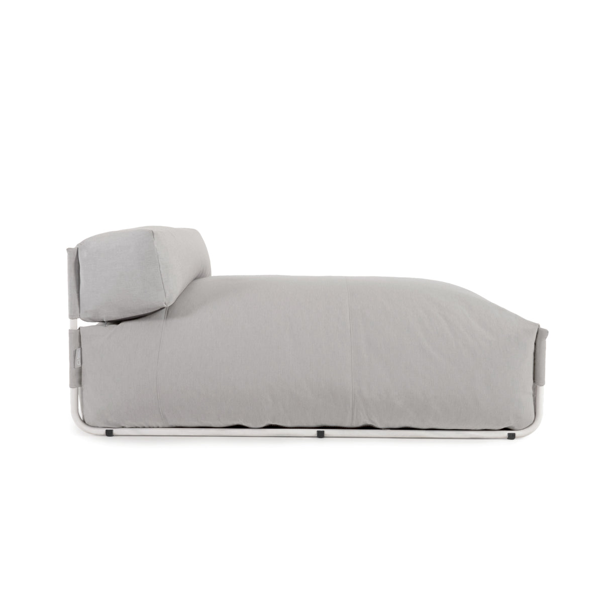 Square Puff Modularsofa longue mit Rückenlehne Outdoor hellgrau Aluminium weiß 165x101cm - ZEN ZONE Furniture