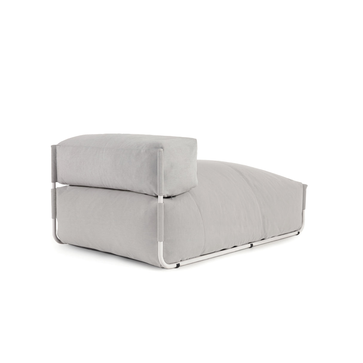 Square Puff Modularsofa longue mit Rückenlehne Outdoor hellgrau Aluminium weiß 165x101cm - ZEN ZONE Furniture