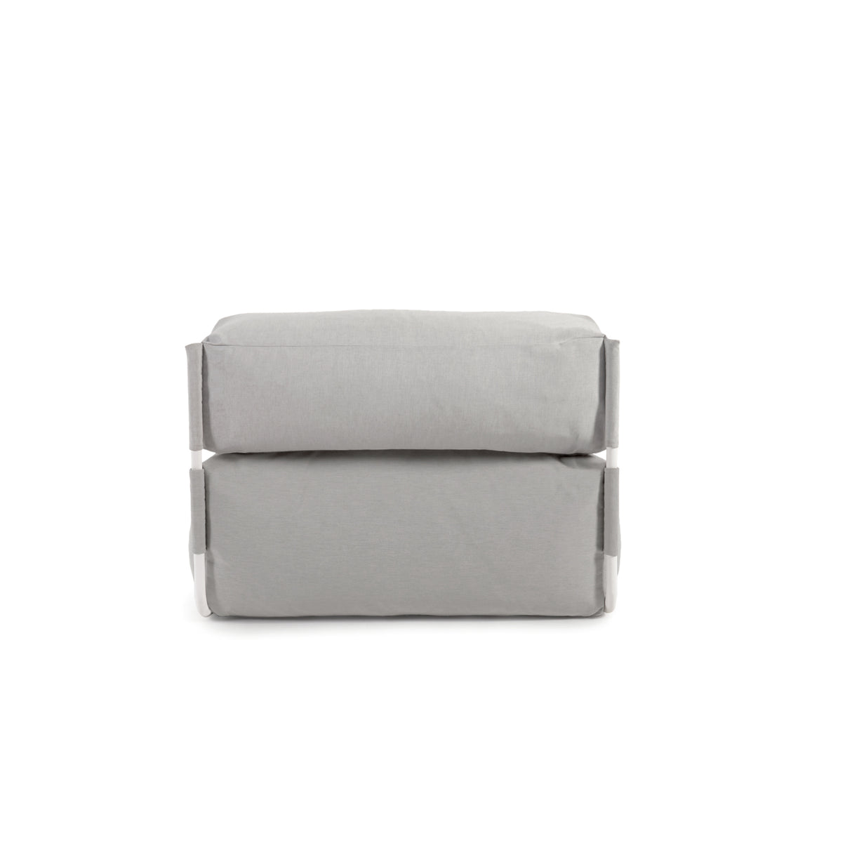 Square Puff Modularsofa longue mit Rückenlehne Outdoor hellgrau Aluminium weiß 165x101cm - ZEN ZONE Furniture