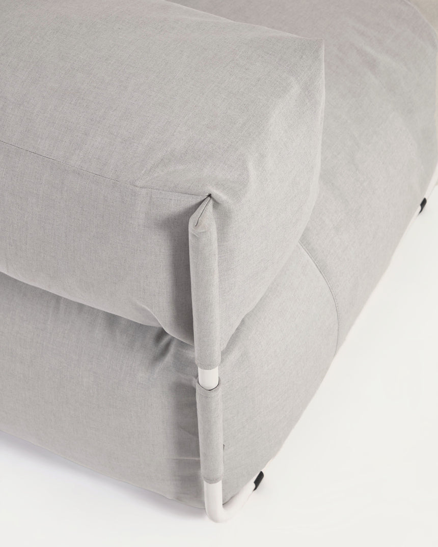 Square Puff Modularsofa longue mit Rückenlehne Outdoor hellgrau Aluminium weiß 165x101cm - ZEN ZONE Furniture