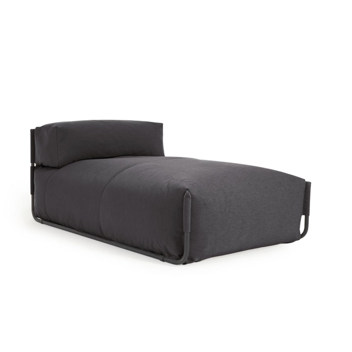 Square Puff Modularsofa longue 100%outdoor m. Rückenlehne dunkelgrau Alu schwarz 165x101cm - ZEN ZONE Furniture