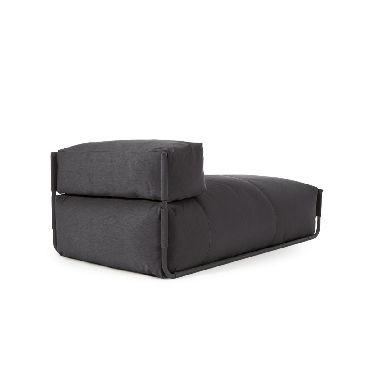 Square Puff Modularsofa longue 100%outdoor m. Rückenlehne dunkelgrau Alu schwarz 165x101cm - ZEN ZONE Furniture