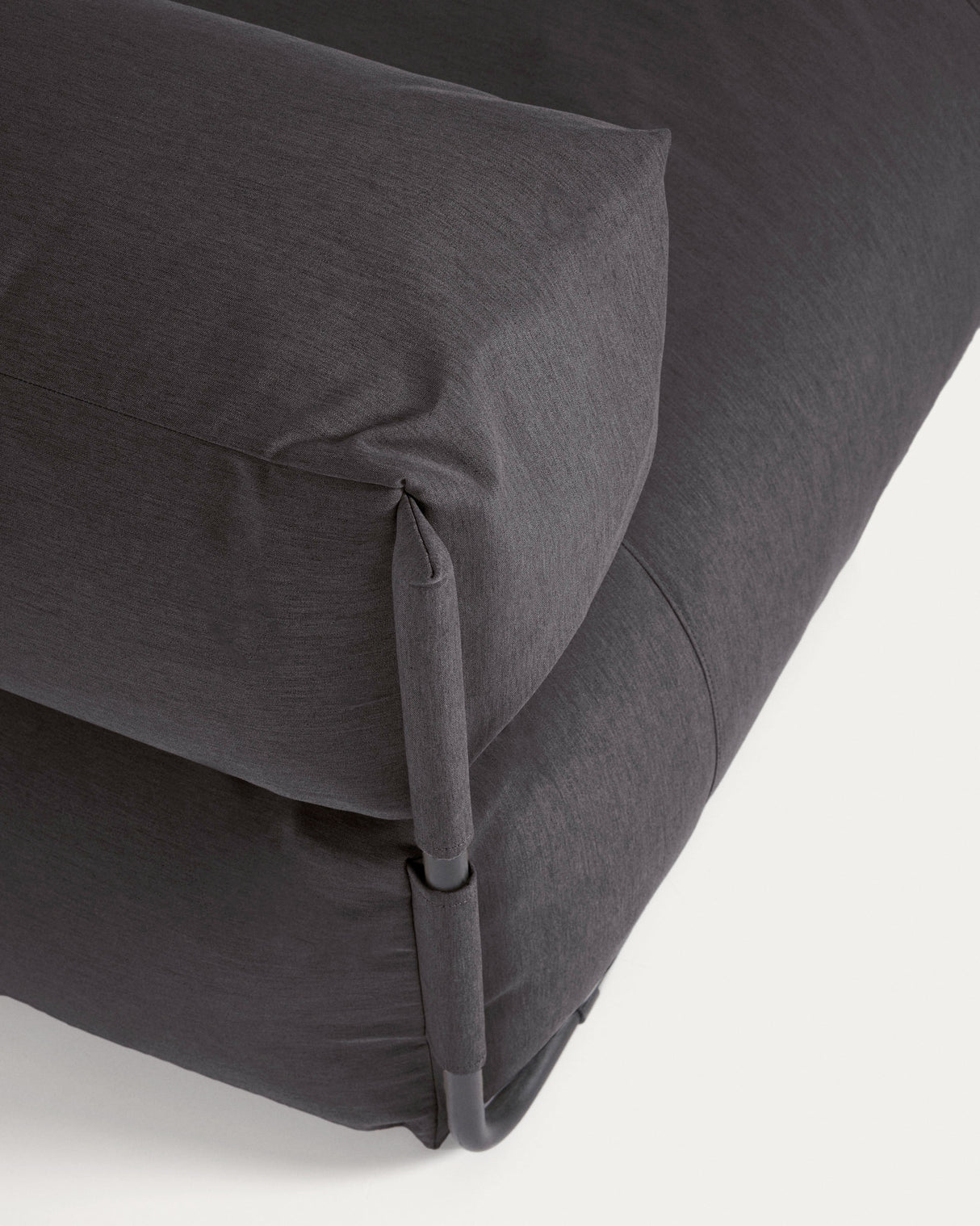 Square Puff Modularsofa longue 100%outdoor m. Rückenlehne dunkelgrau Alu schwarz 165x101cm - ZEN ZONE Furniture