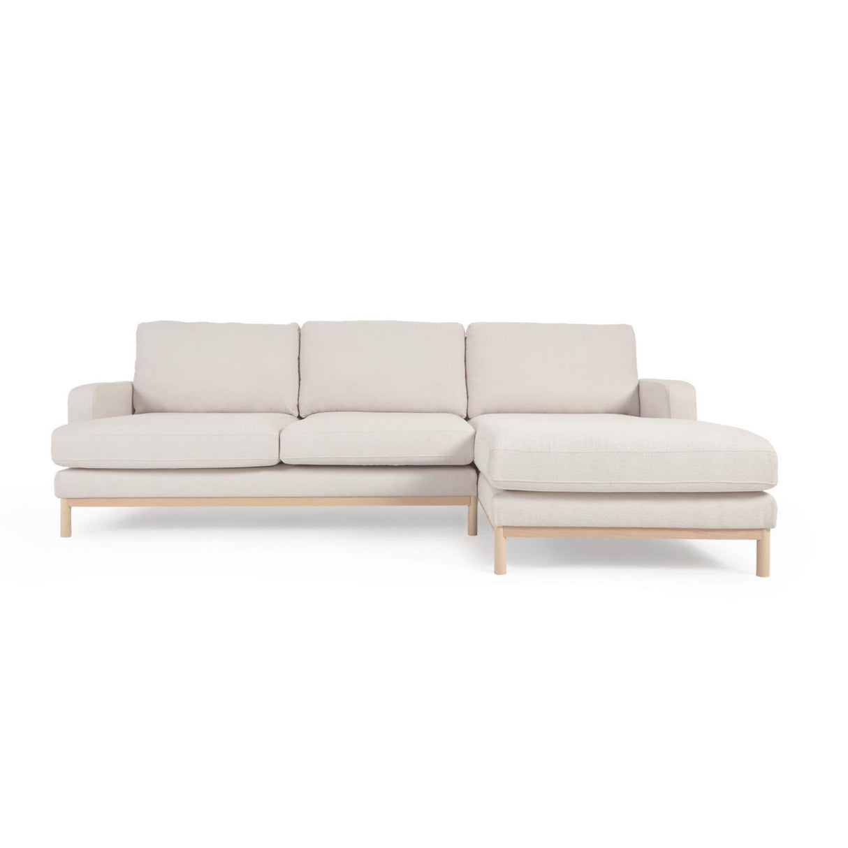 Sofa Mihaela für 3 Sitzer mit Chaiselongue rechts mit Bouclé-Bezug in Weiß 264 cm - ZEN ZONE Furniture