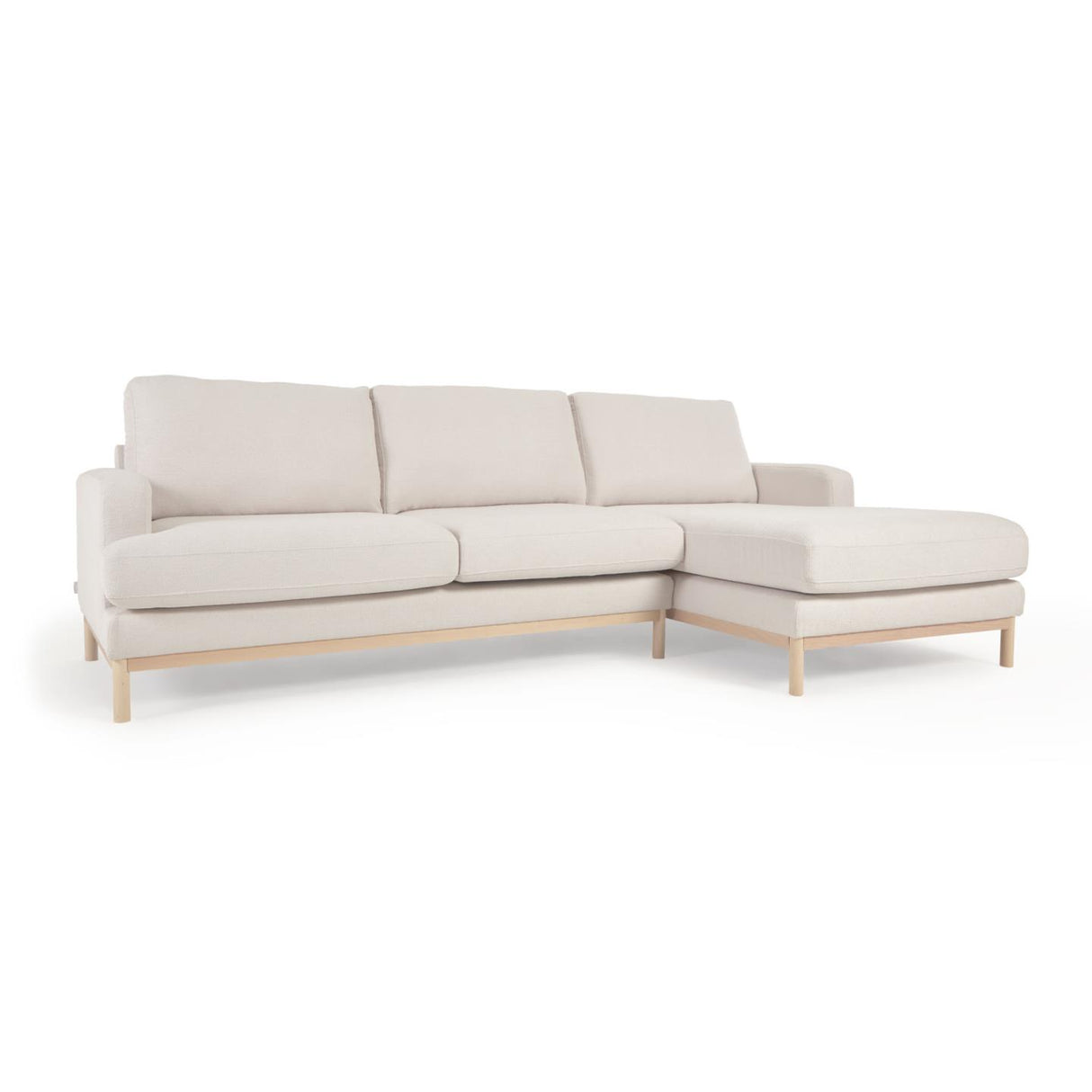 Sofa Mihaela für 3 Sitzer mit Chaiselongue rechts mit Bouclé-Bezug in Weiß 264 cm - ZEN ZONE Furniture