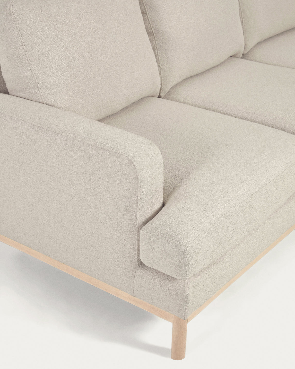 Sofa Mihaela für 3 Sitzer mit Chaiselongue rechts mit Bouclé-Bezug in Weiß 264 cm - ZEN ZONE Furniture