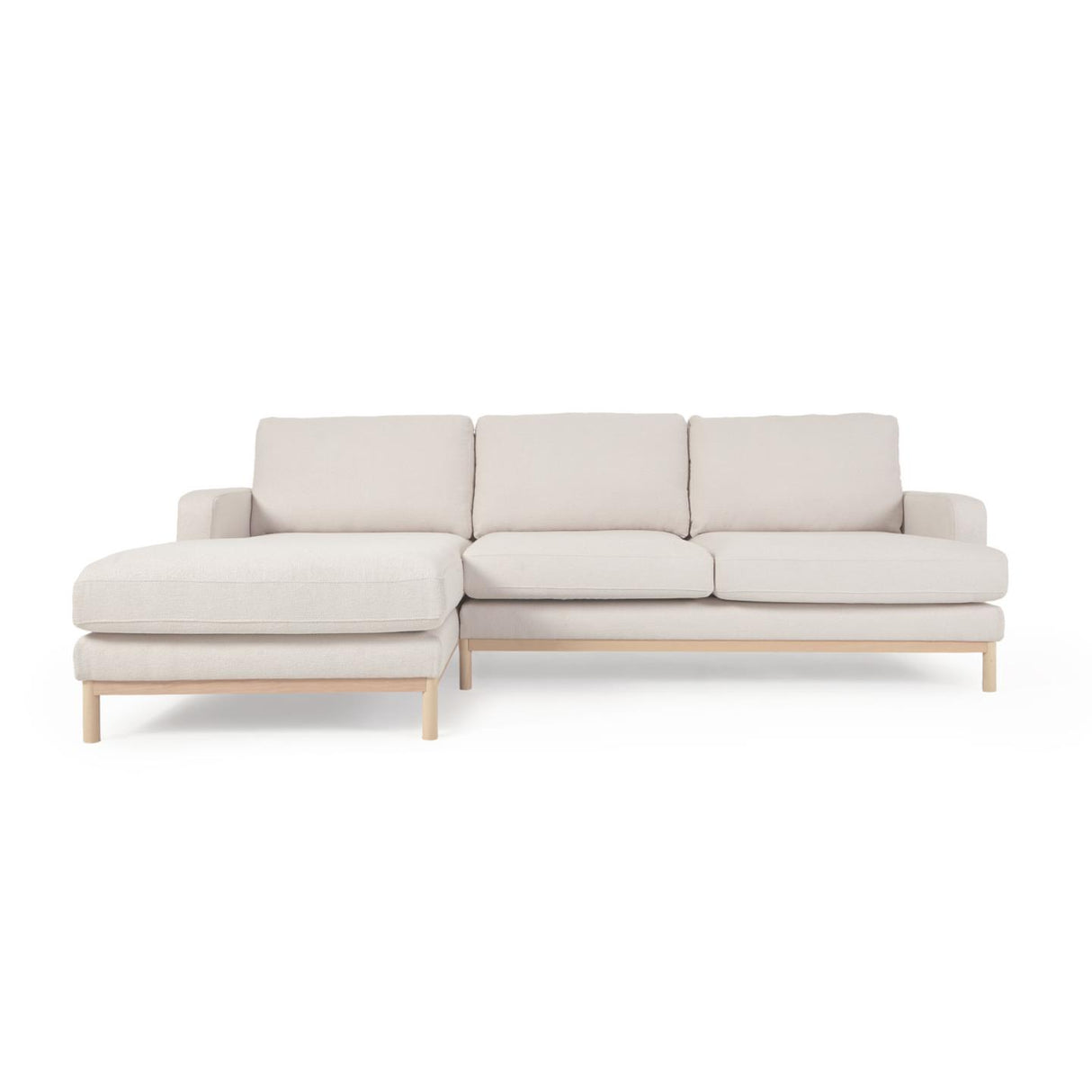 Sofa Mihaela für 3 Sitzer mit Chaise Longue links aus Bouclé-Bezug in Weiß 264 cm - ZEN ZONE Furniture