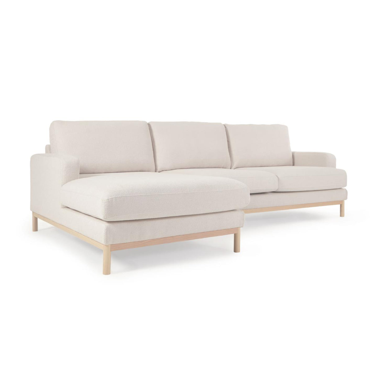 Sofa Mihaela für 3 Sitzer mit Chaise Longue links aus Bouclé-Bezug in Weiß 264 cm - ZEN ZONE Furniture