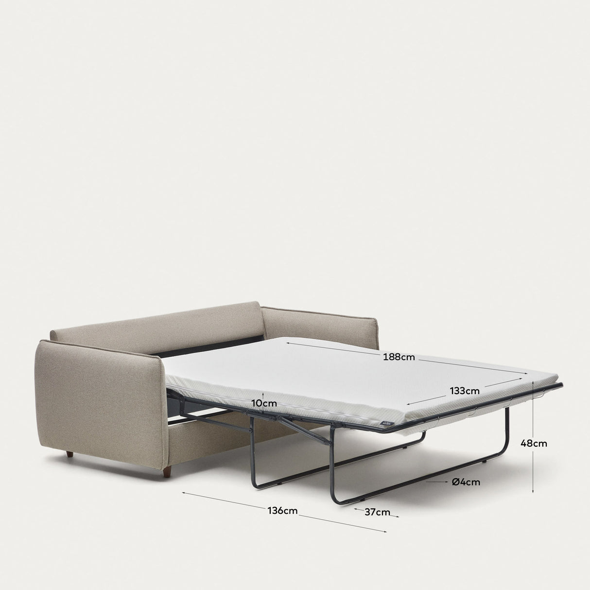 Carlota 2-Sitzer Bettsofa aus Chenille in Beige 140 cm - ZEN ZONE Furniture