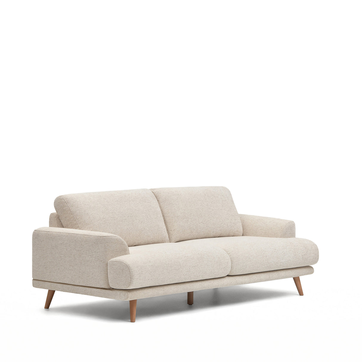 Karin 2-Sitzer-Sofa weiße Chenille und Beine aus massiver Buche 210 cm - ZEN ZONE Furniture