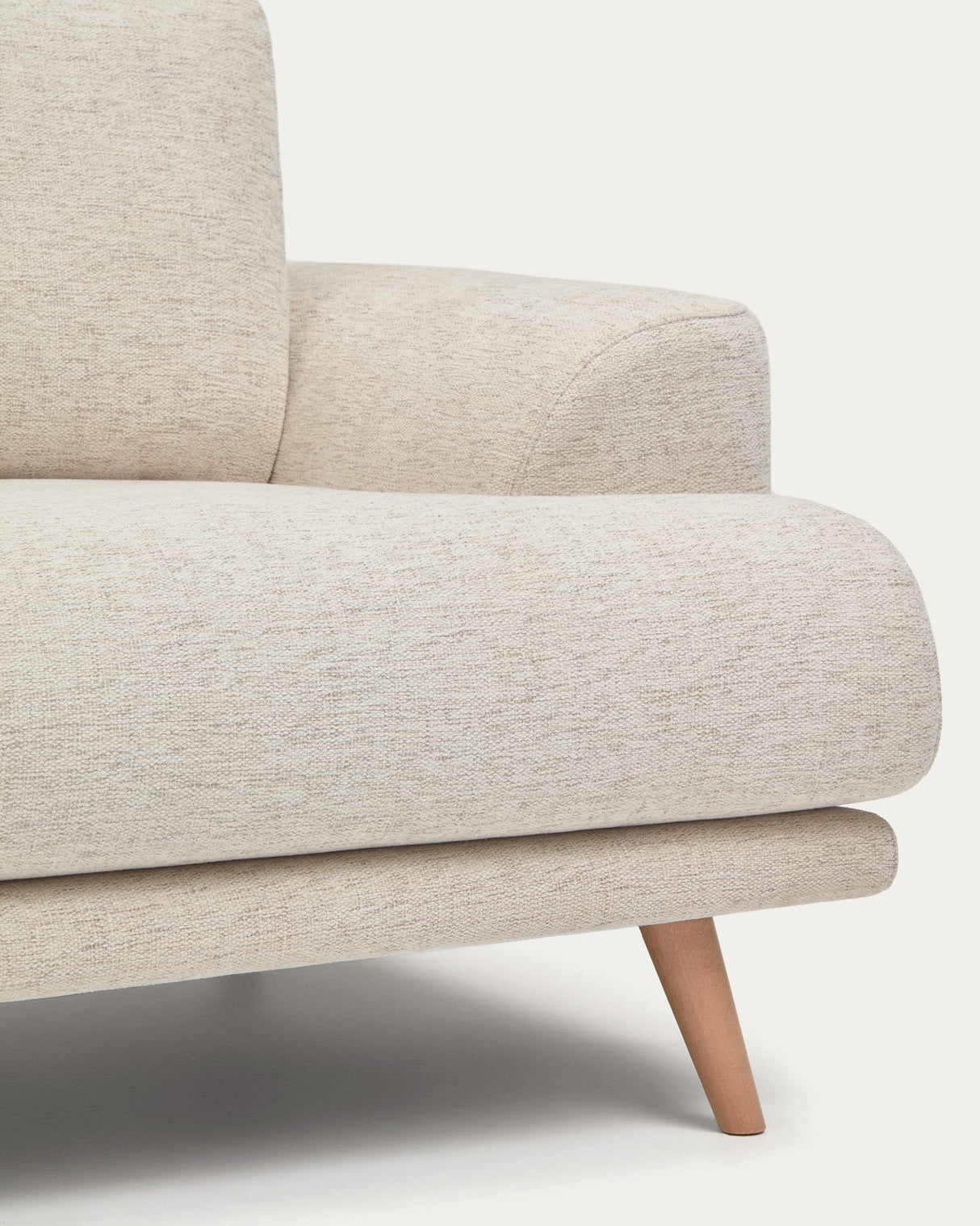 Karin 2-Sitzer-Sofa weiße Chenille und Beine aus massiver Buche 210 cm - ZEN ZONE Furniture
