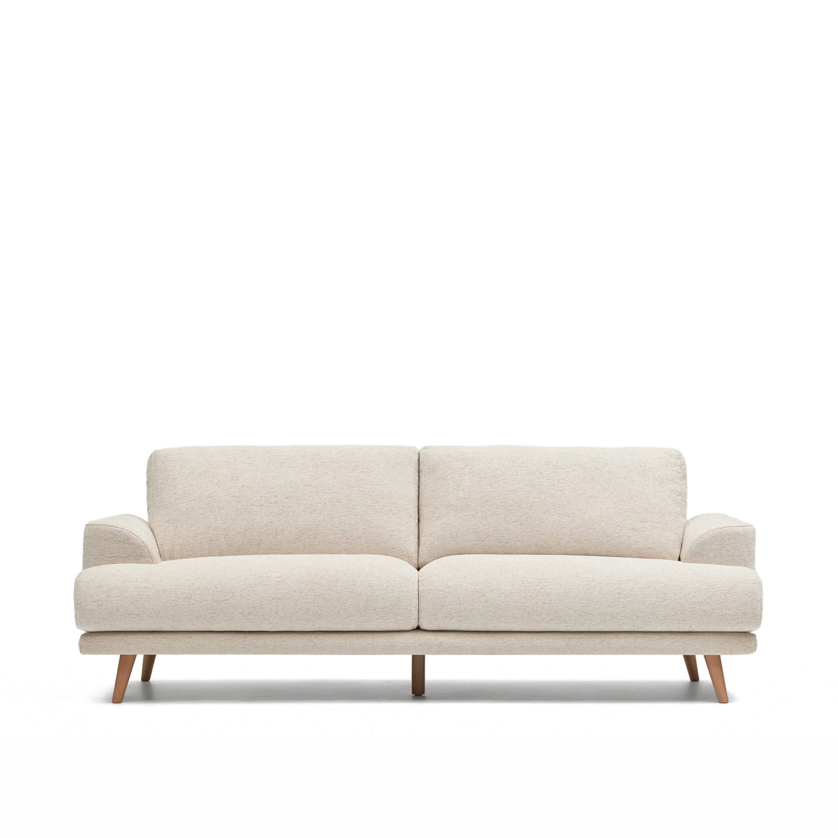 Karin 3-Sitzer-Sofa weiß und Beine aus massiver Buche 231 cm - ZEN ZONE Furniture