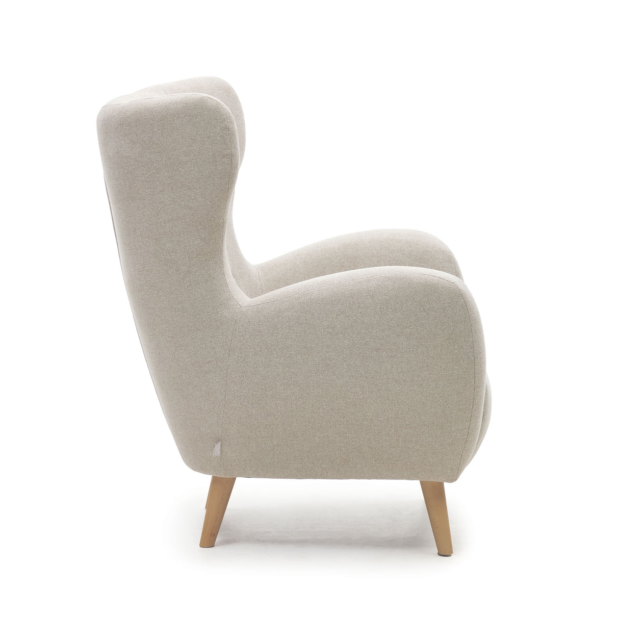 Patio Sessel aus beiger Chenille mit Beinen aus massiver Buche - ZEN ZONE Furniture