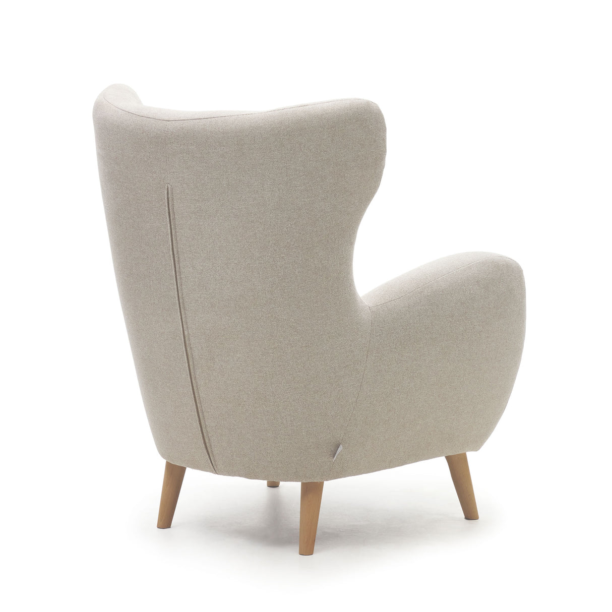 Patio Sessel aus beiger Chenille mit Beinen aus massiver Buche - ZEN ZONE Furniture