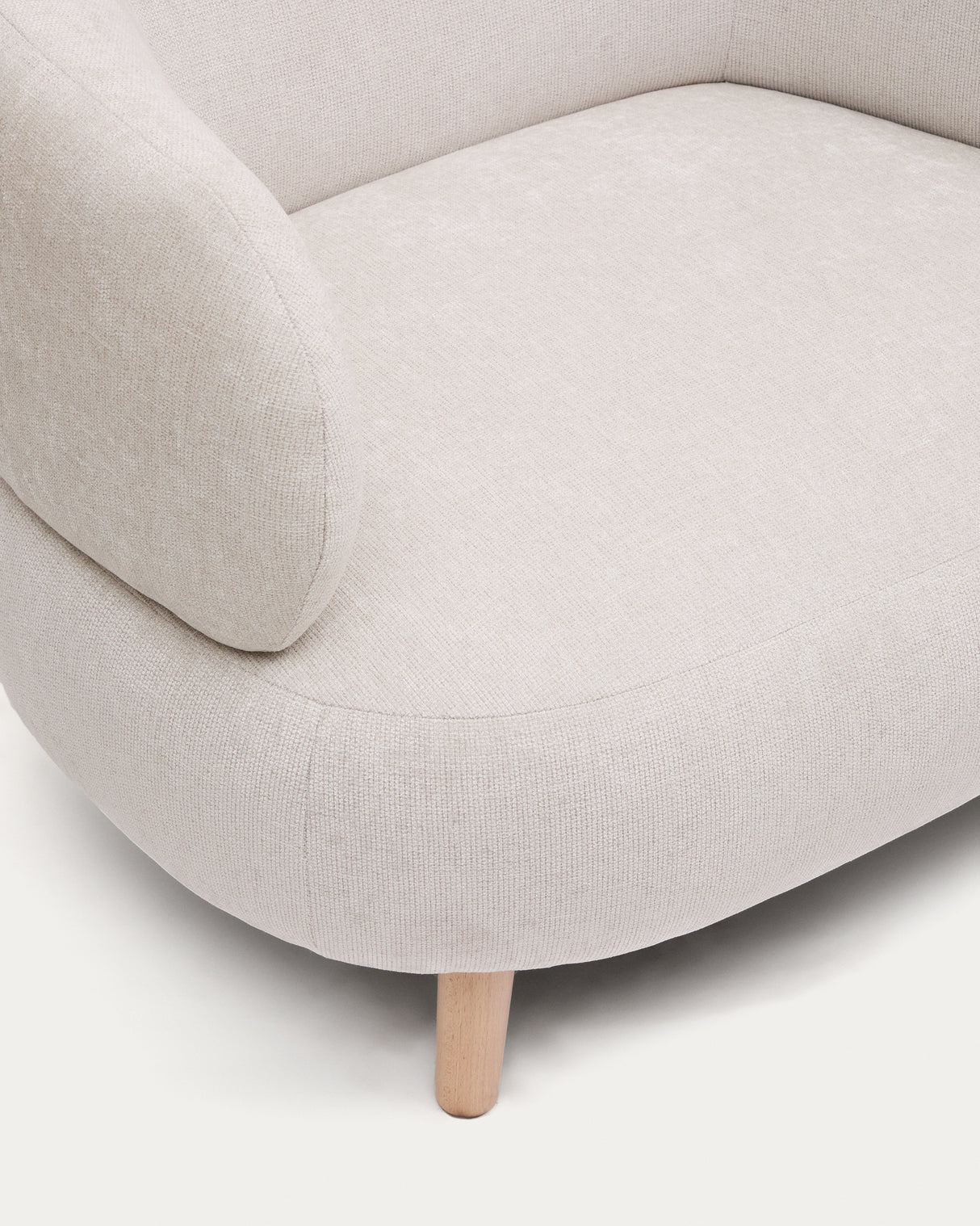 Luisa Sessel aus Chenille in Perle Beine aus massiver Buche 90 cm - ZEN ZONE Furniture