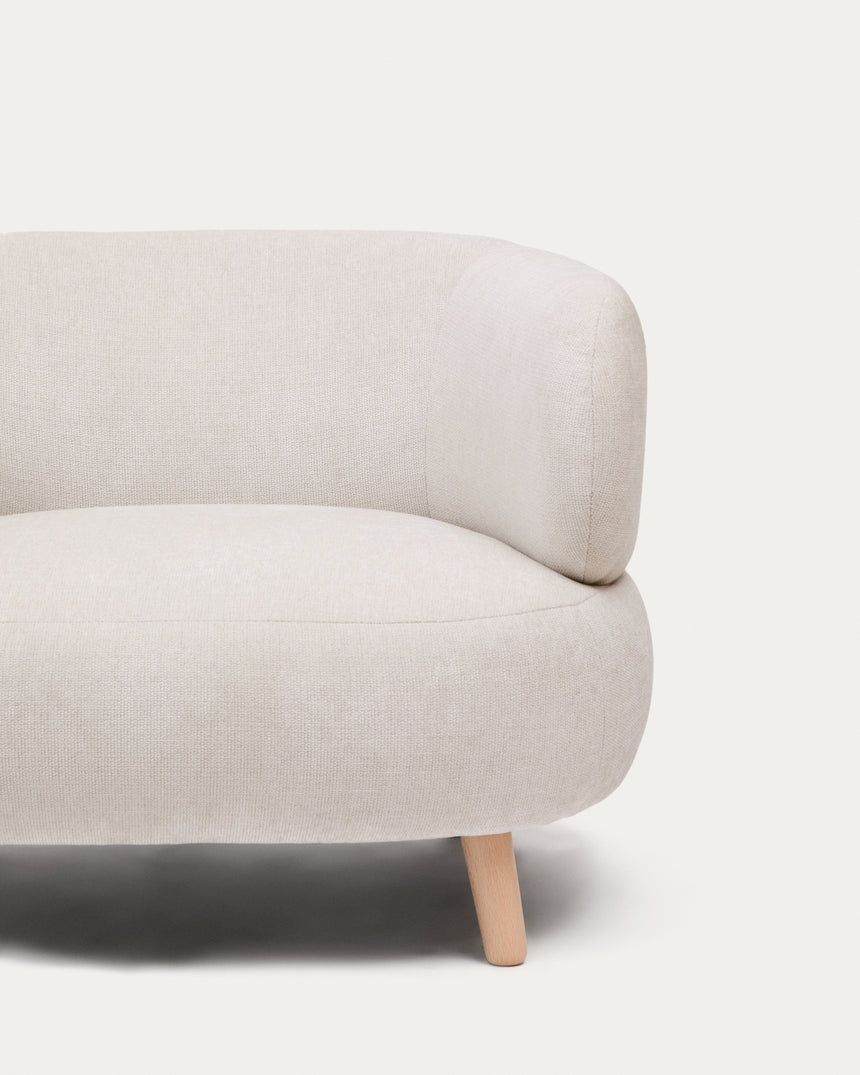 Luisa Sessel aus Chenille in Perle Beine aus massiver Buche 90 cm - ZEN ZONE Furniture