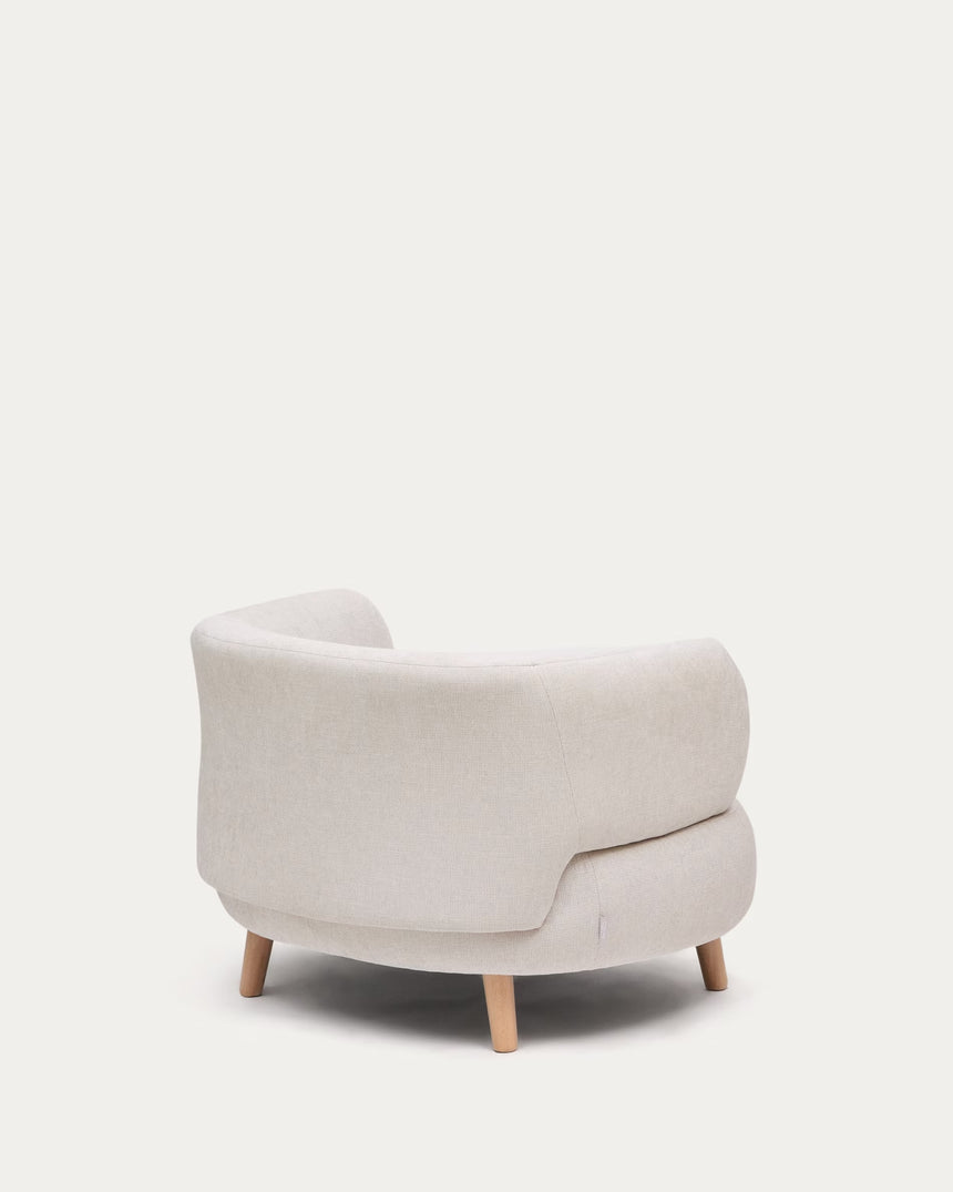 Luisa Sessel aus Chenille in Perle Beine aus massiver Buche 90 cm - ZEN ZONE Furniture