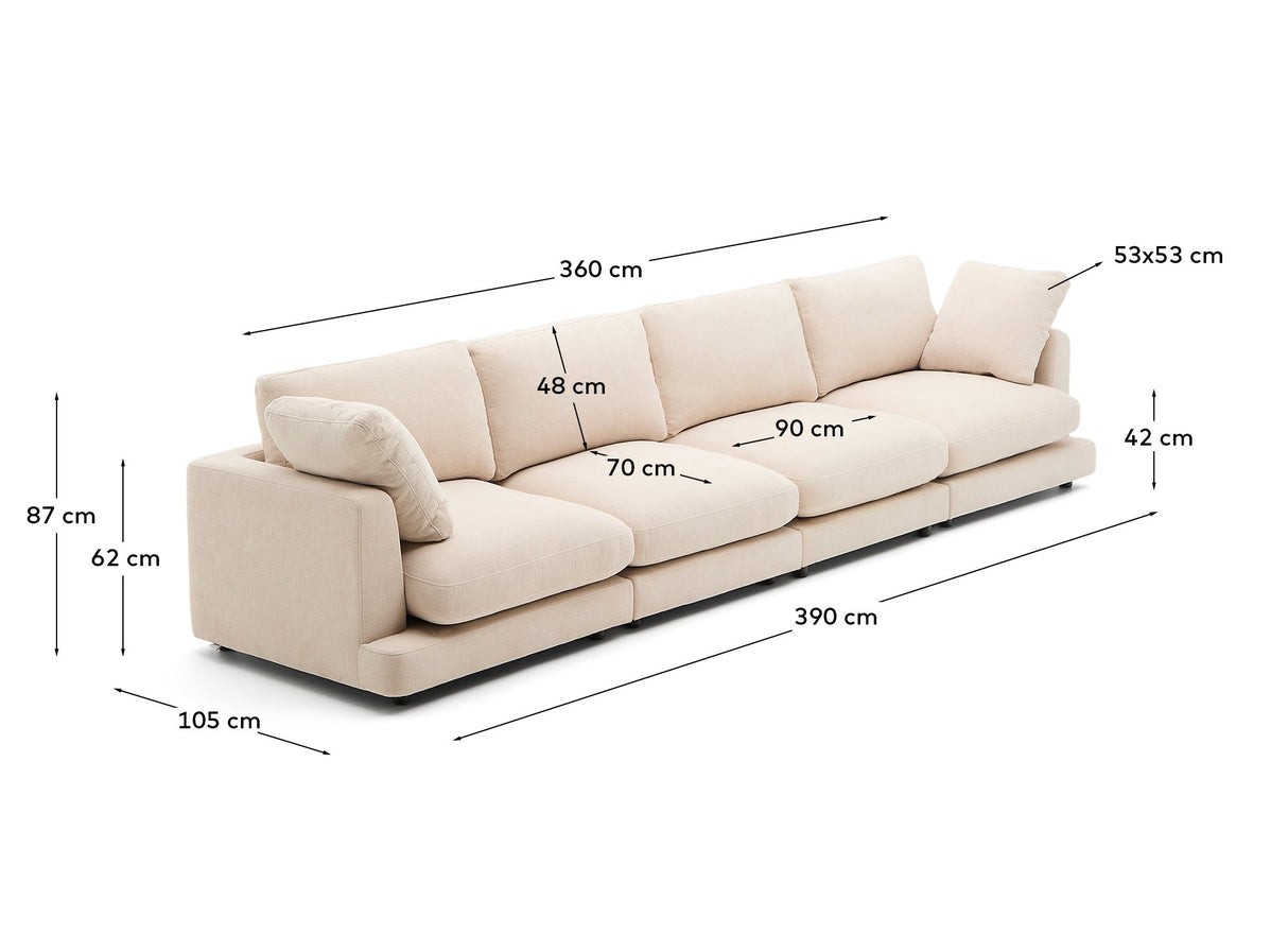 Gala 6-Sitzer-Sofa beige 390 cm - ZEN ZONE Furniture