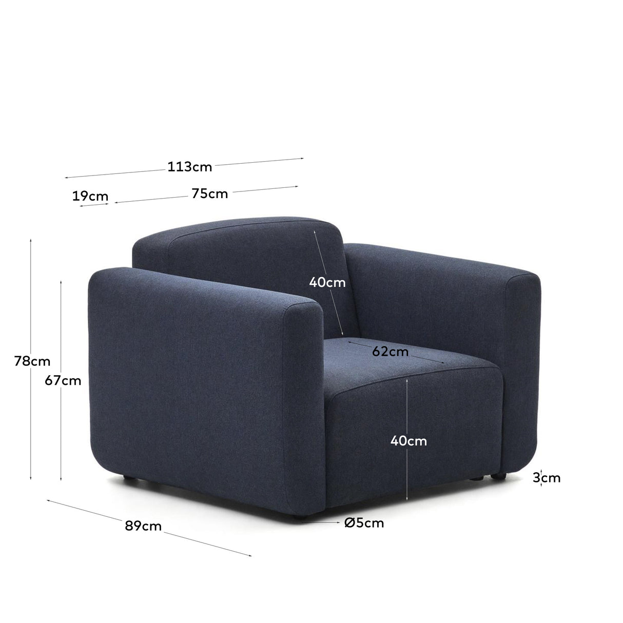 Neom Modularsessel in Blau - ZEN ZONE Furniture