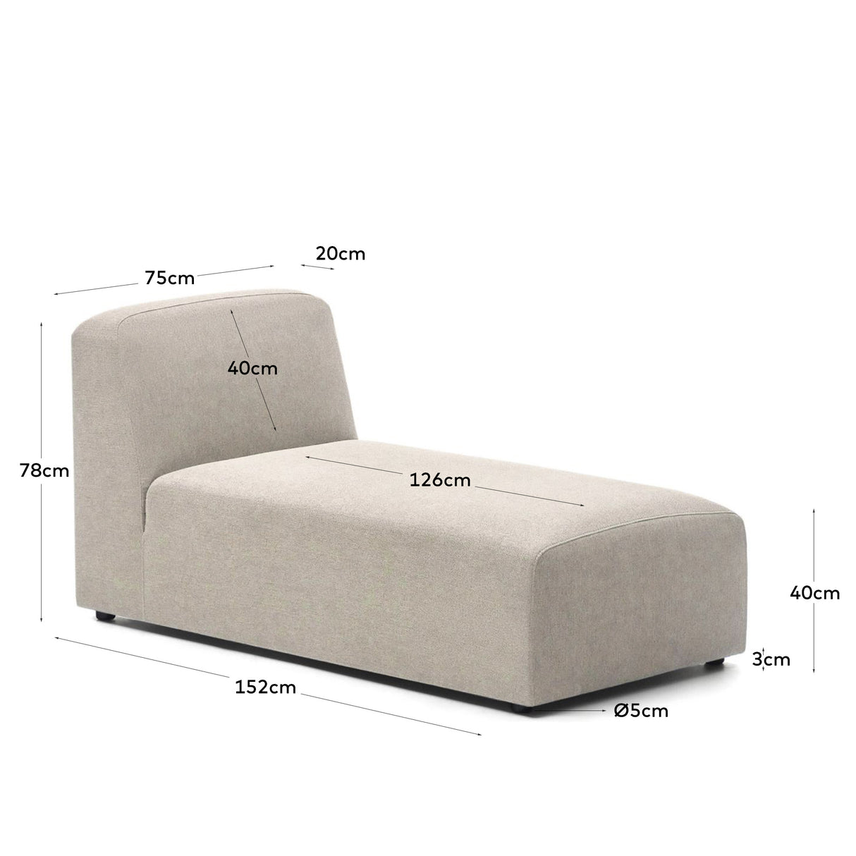 Neom Chaiselongue-Modul in Beige 152 x 75 cm - ZEN ZONE Furniture