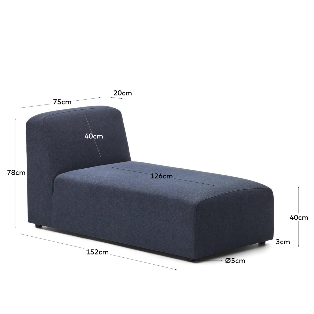 Neom Chaiselongue Modul in Blau 152 x 75 cm - ZEN ZONE Furniture