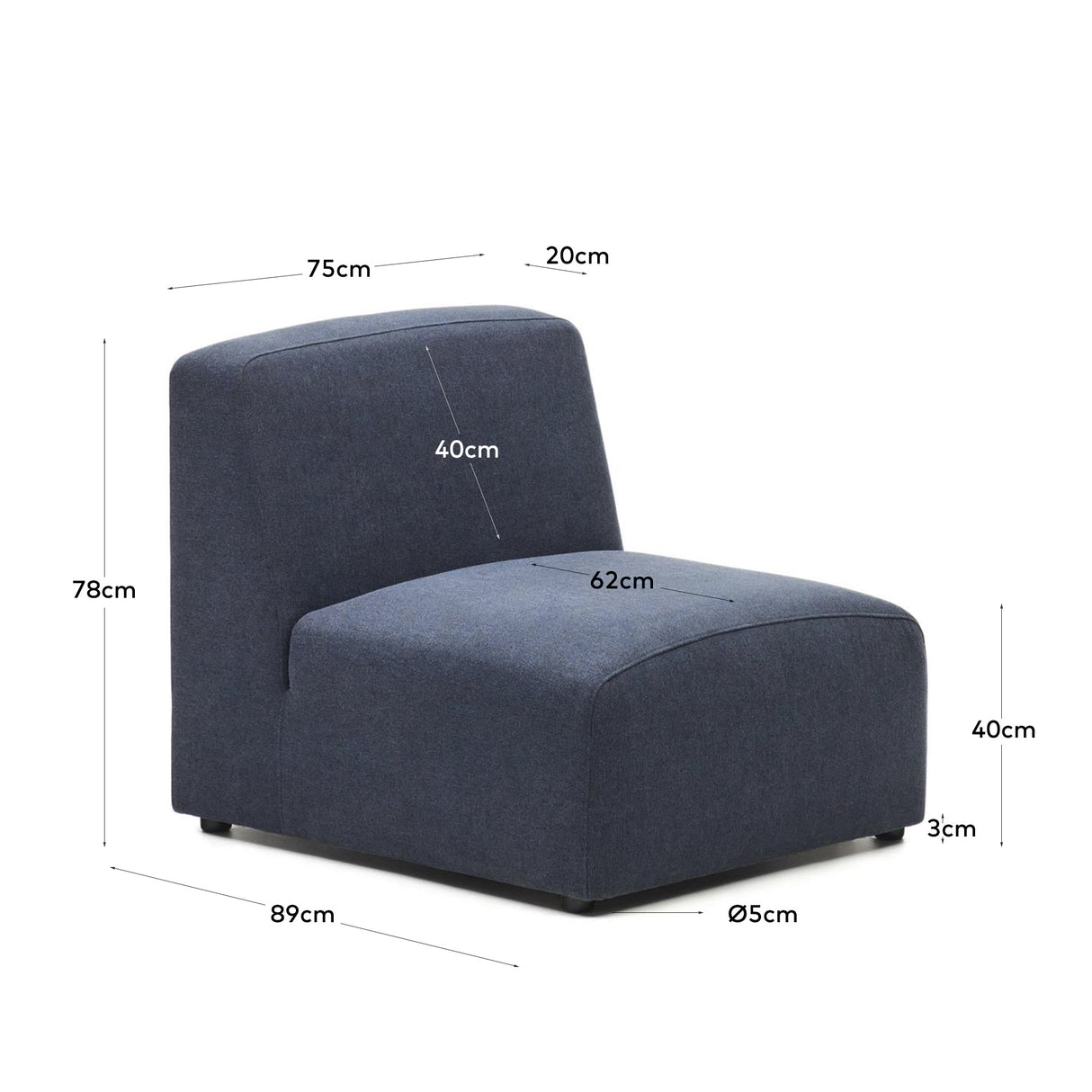 Neom Sitzmodul in Blau 75 cm - ZEN ZONE Furniture