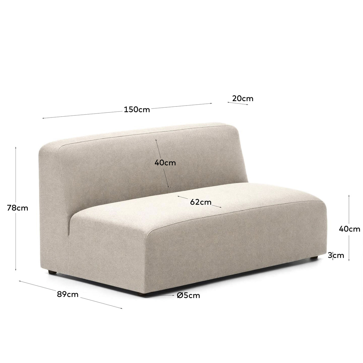 Neom 2-Sitzer-Modul in Beige 150 cm - ZEN ZONE Furniture