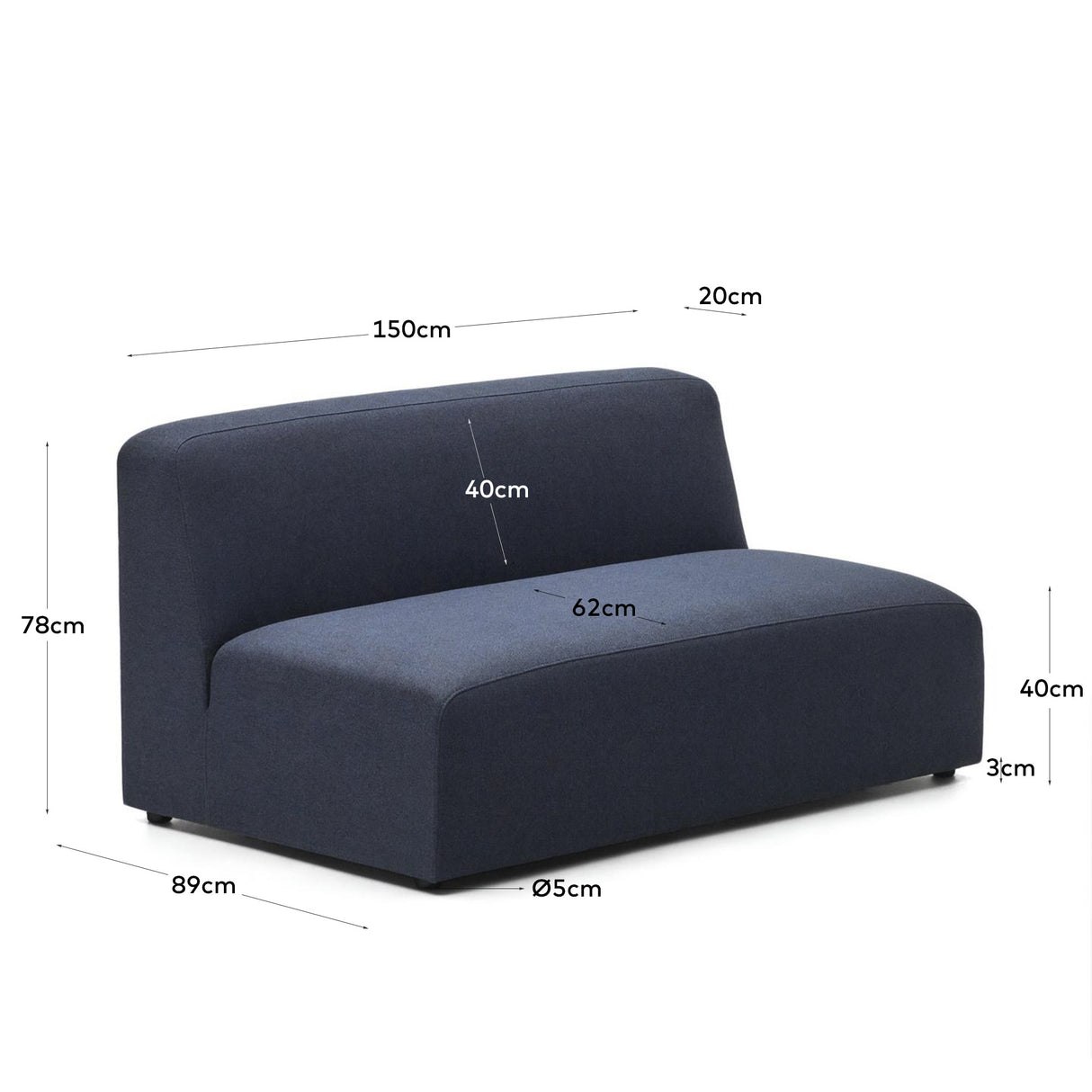 Neom 2-Sitzer-Modul in Blau 150 cm - ZEN ZONE Furniture
