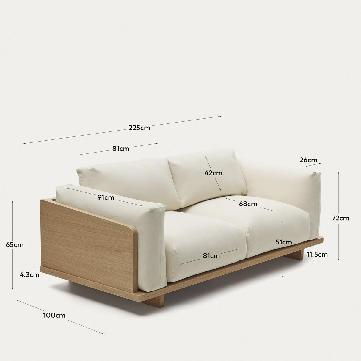 Oaq 3-Sitzer-Sofa beige 225 cm - ZEN ZONE Furniture