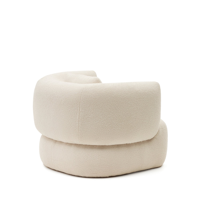 Martina Sessel mit Bouclé in Off-White mit Kissen - ZEN ZONE Furniture