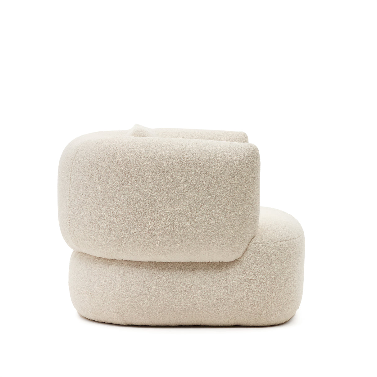 Martina Drehsessel mit Bouclé in Off-White mit Kissen - ZEN ZONE Furniture