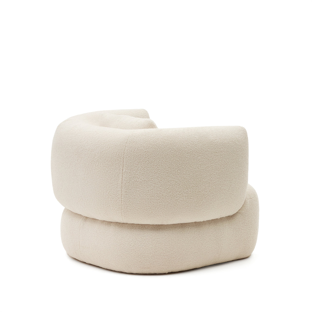 Martina Drehsessel mit Bouclé in Off-White mit Kissen - ZEN ZONE Furniture