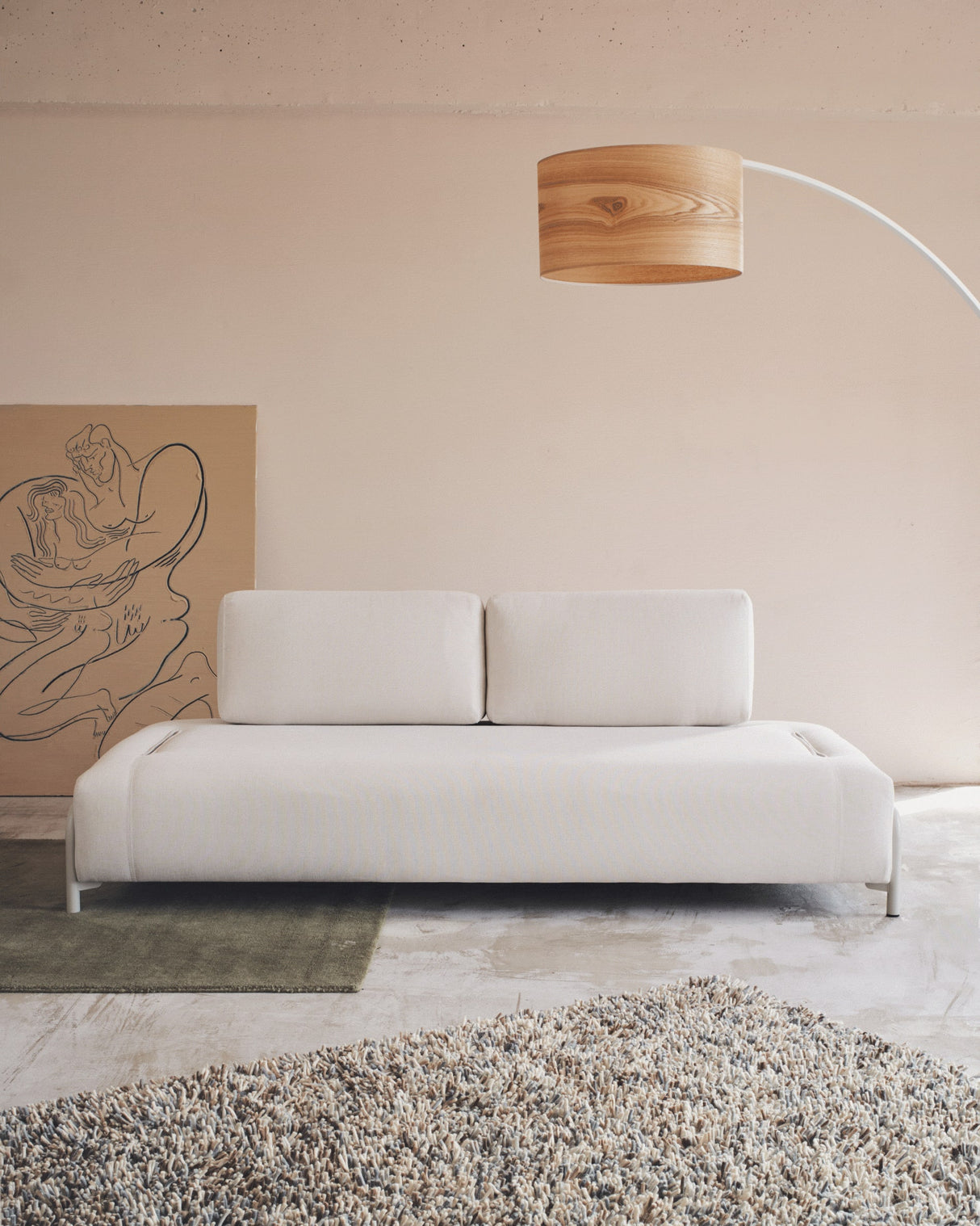 Compo 3-Sitzer-Sofa beige und Metallgestell grau 232 cm - ZEN ZONE Furniture
