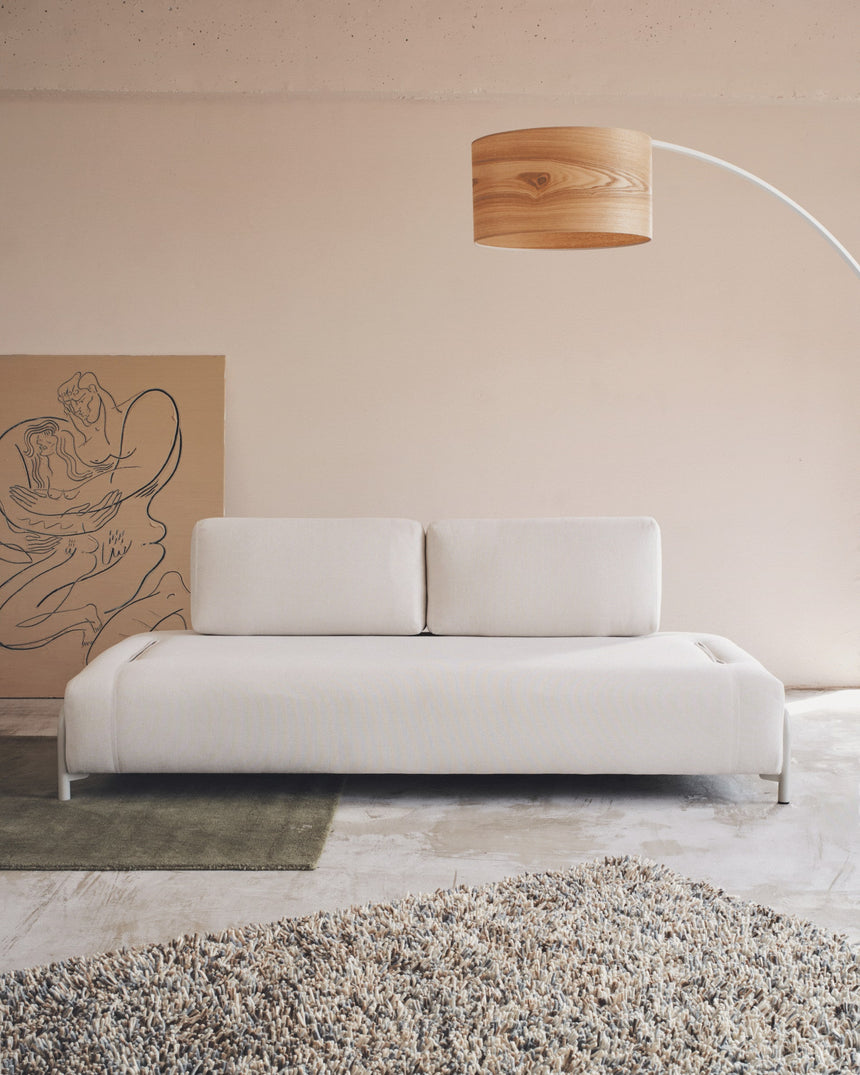 Compo 3-Sitzer-Sofa beige und Metallgestell grau 232 cm - ZEN ZONE Furniture