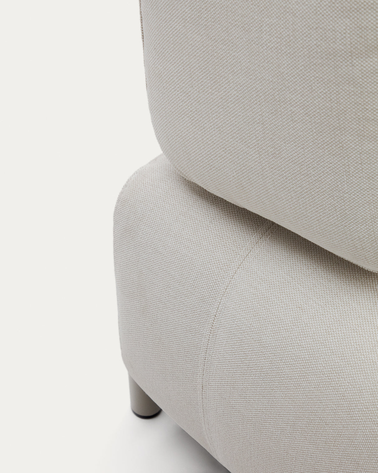 Compo 3-Sitzer-Sofa Chenille Beige, großes Tablett Eichenfurnier Metallgestell Grau 232cm - ZEN ZONE Furniture