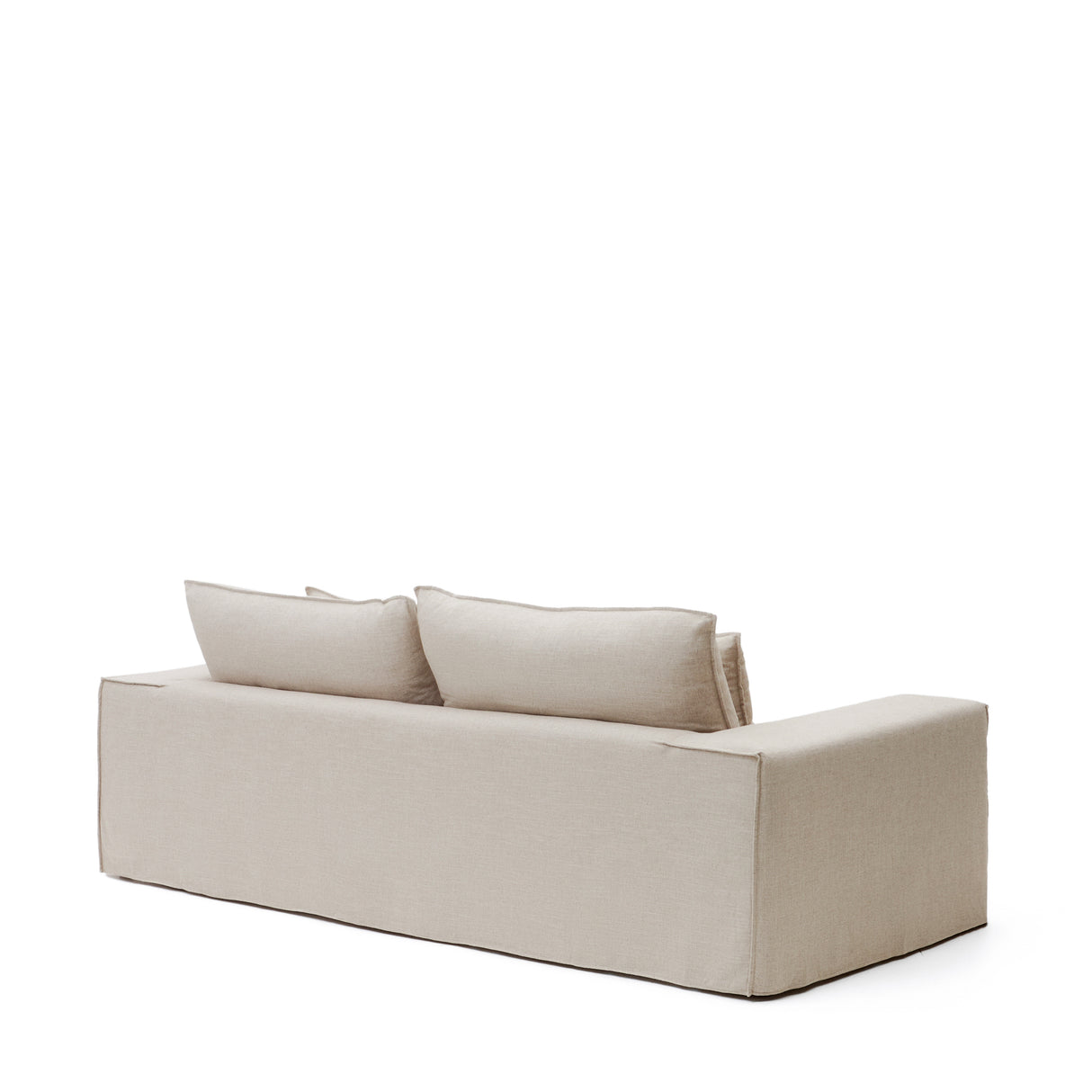 Anarela 3-Sitzer-Sofa mit abnehmbarem Bezug und Kissen aus Leinen Beige 280 cm - ZEN ZONE Furniture